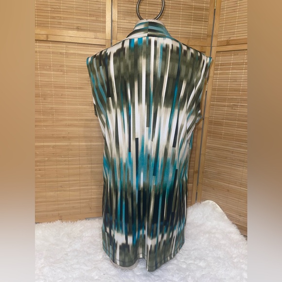 Dana Buchman knot front sleeveless blouse abstract print woman’s large - Picture 4 of 8